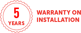 5 years warranty installation